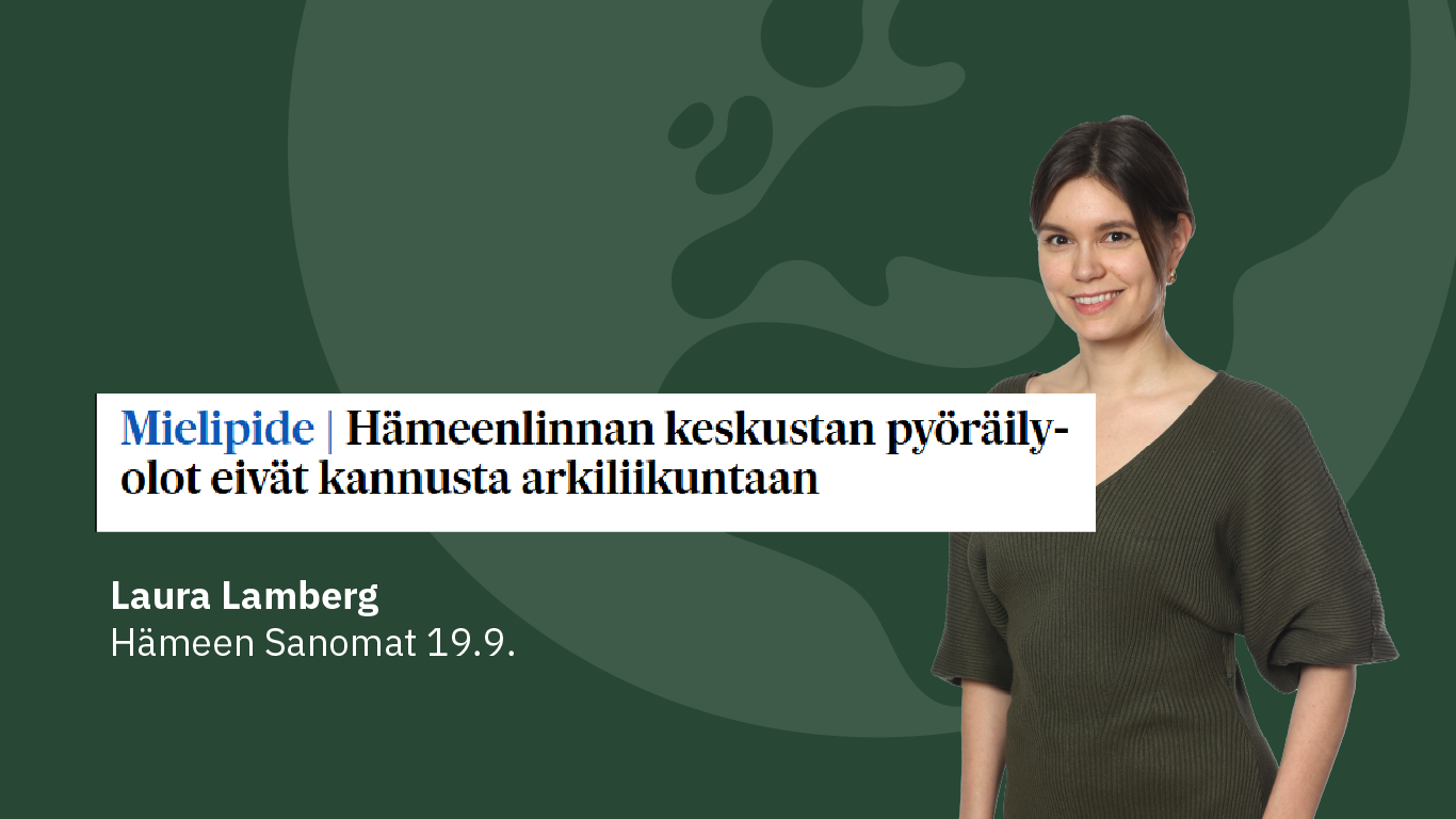 Hämeenlinnan keskustan pyöräilyolot eivät kannusta arkiliikuntaan
