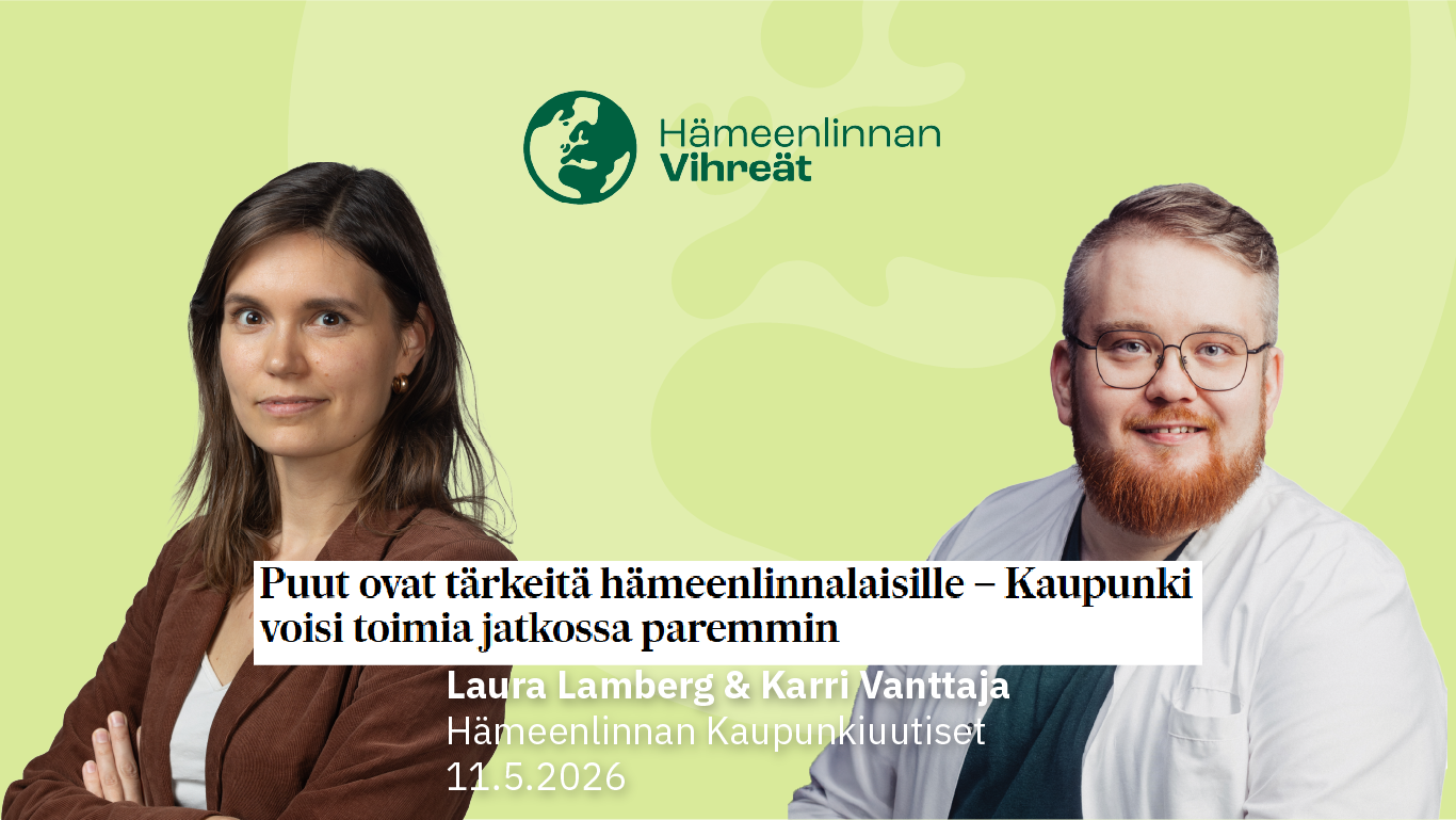 Puut ovat tärkeitä hämeenlinnalaisille – Kaupunki voisi toimia jatkossa paremmin